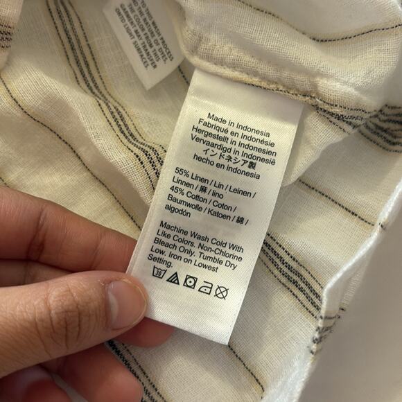 J.Crew Womens 2 Camp Collar Shirt Stripe Featherweight Linen Blend Gold Blouse - Picture 9 of 12